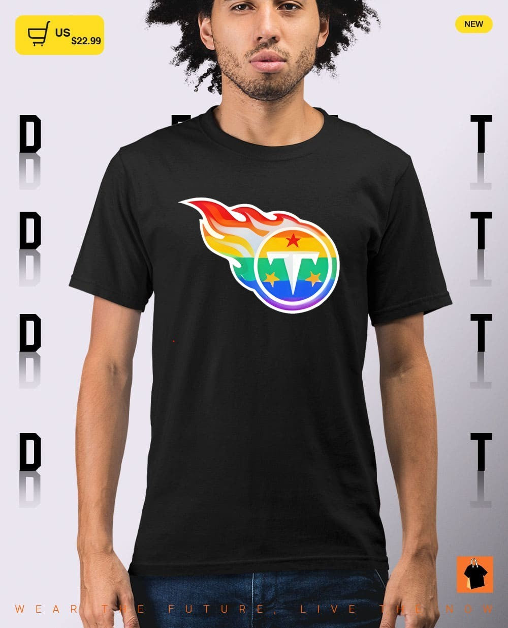 Tennessee Titans logo rainbow pride apparel with a t symbol on a cotton shirt