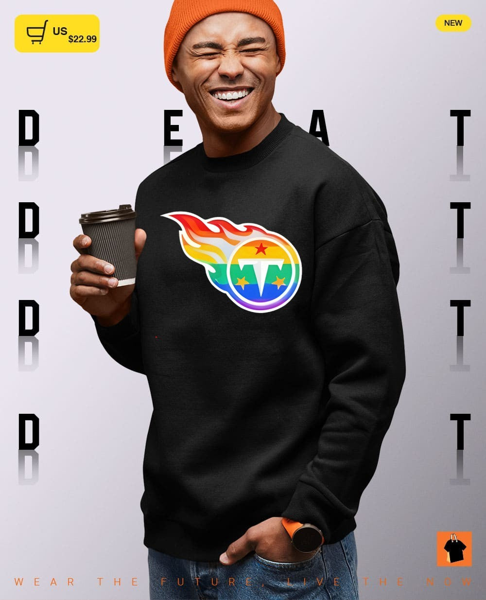 Tennessee Titans logo rainbow pride apparel with a t symbol on a cotton shirt