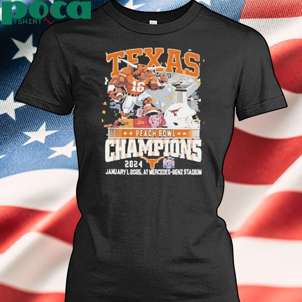 Texas Longhorns Peach Bowl 2024 Champions Mercedes Benz Stadium Shirt