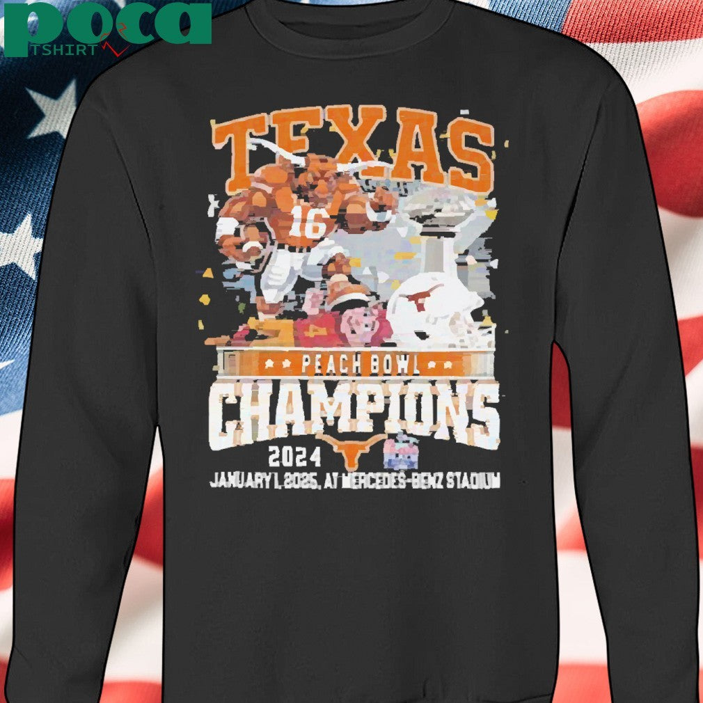 Texas Longhorns Peach Bowl 2024 Champions Mercedes Benz Stadium Shirt