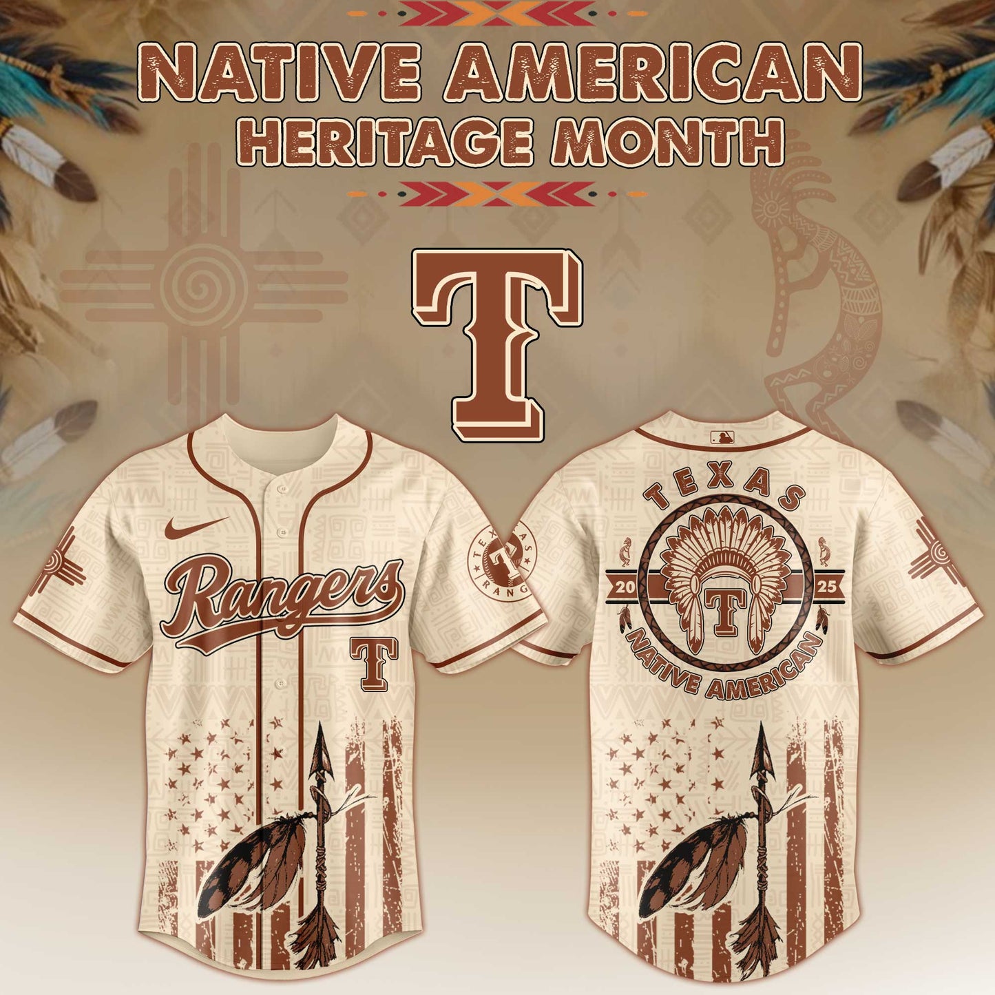 Texas Rangers Native American Heritage Month Jersey 2025