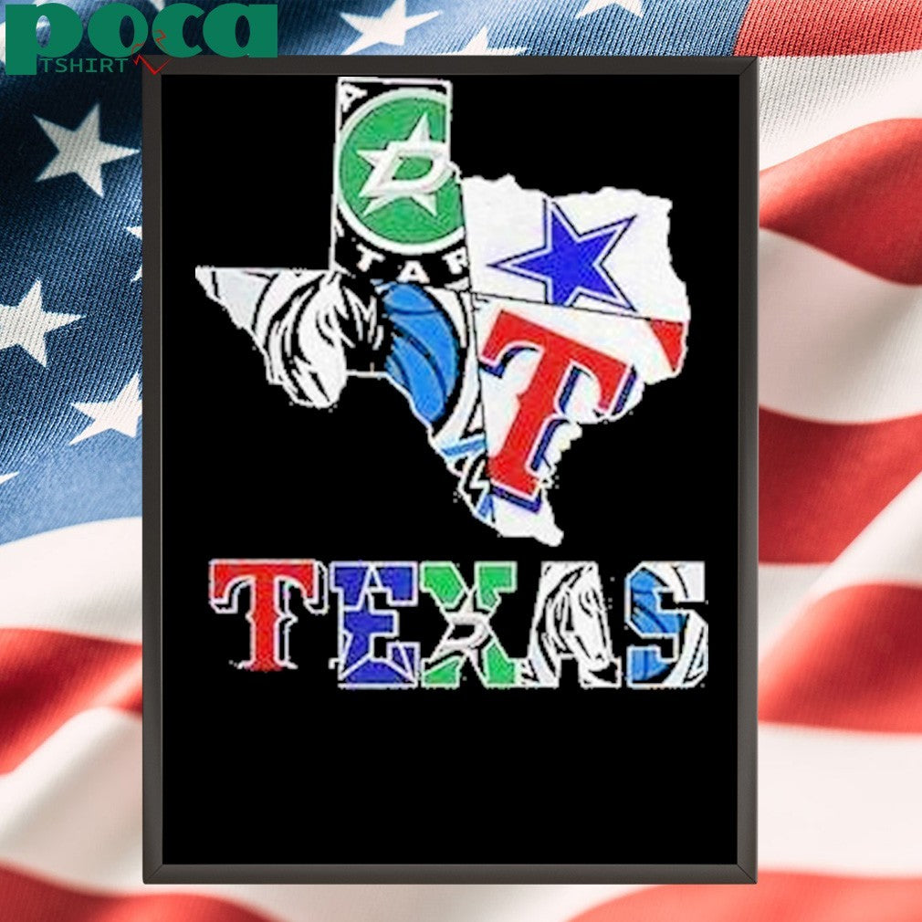 Texas Sports Teams Logo Map Shirt
