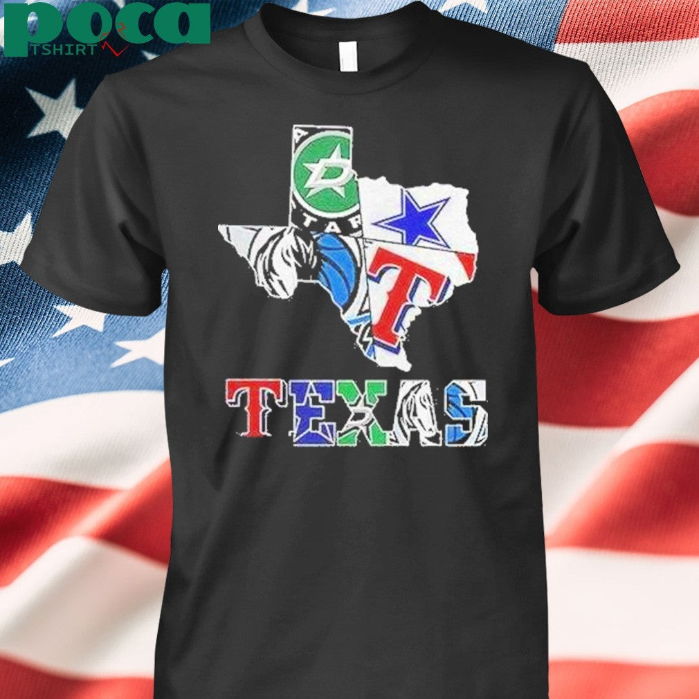 Texas Sports Teams Logo Map Shirt