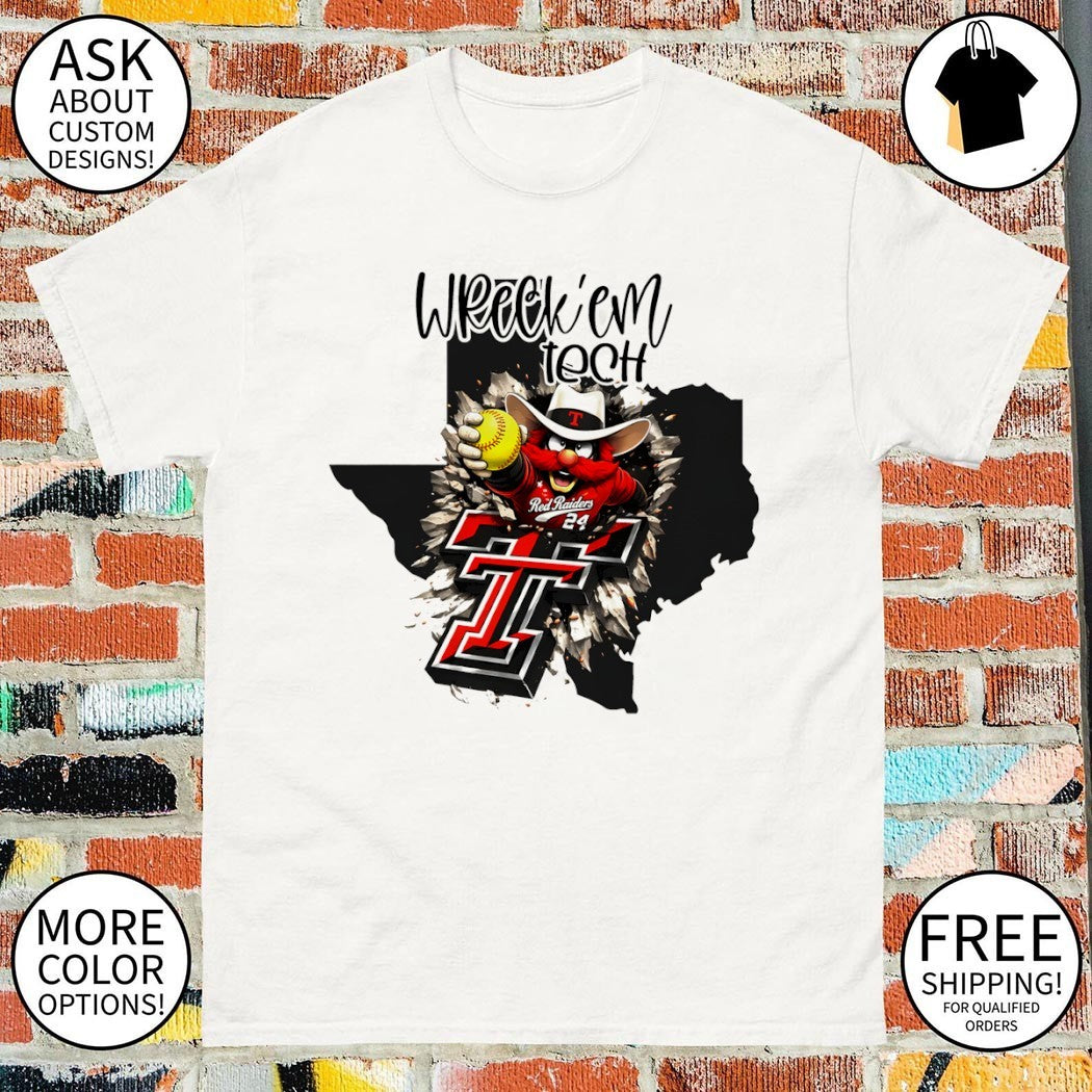 Texas Tech Red Raiders Softball Wreck ’em Tech Texas Map 2026 shirt