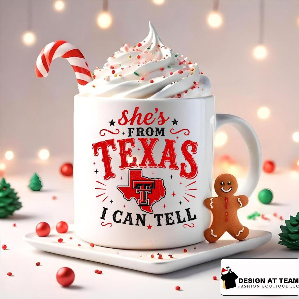 Texas Tech Red Raiders fan clothing she’s from Texas I can tell text shirt