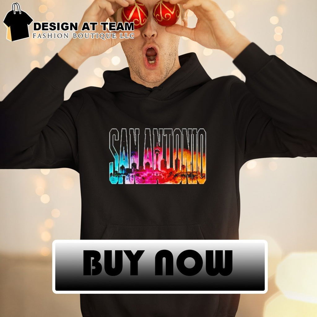 Texas city skyline landmark monument San Antonio Spurs shirt