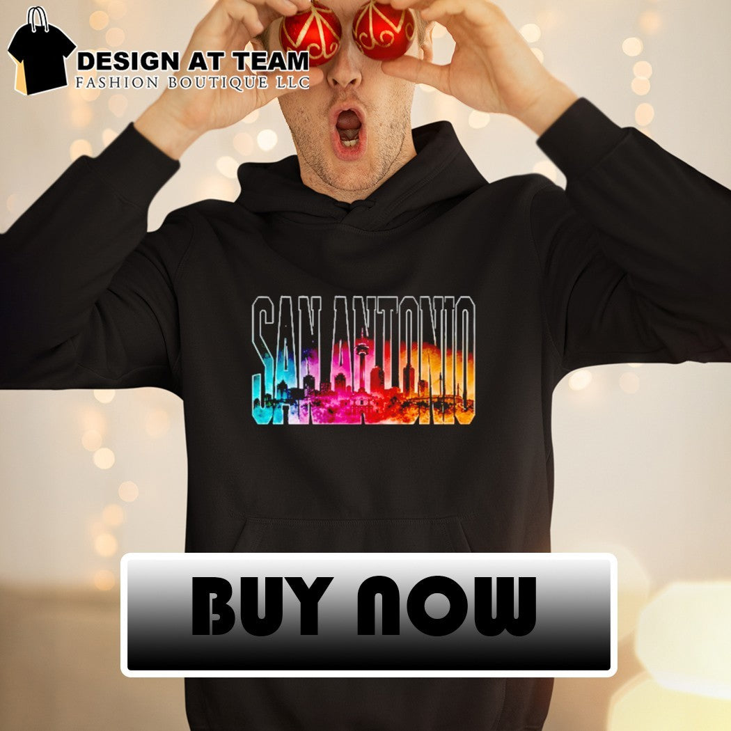 Texas city skyline landmark monument San Antonio Spurs shirt