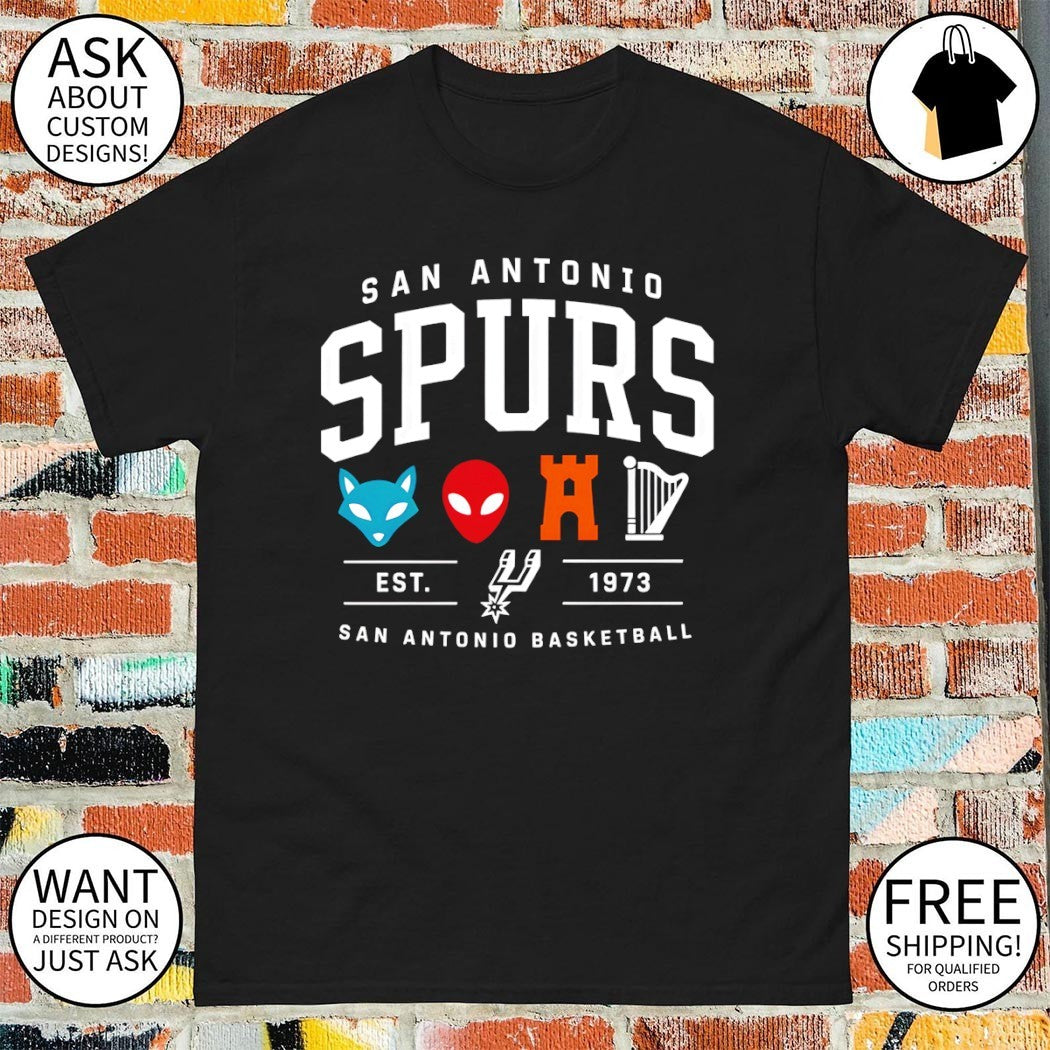 The Alien Fox Castle Harp San Antonio Spurs Basketball est 1973 shirt