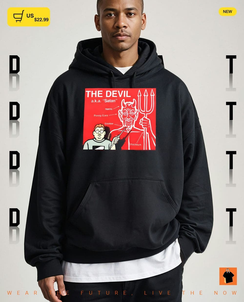 The Devil aka Satan horns pointy ears goatee pitchfork shirt
