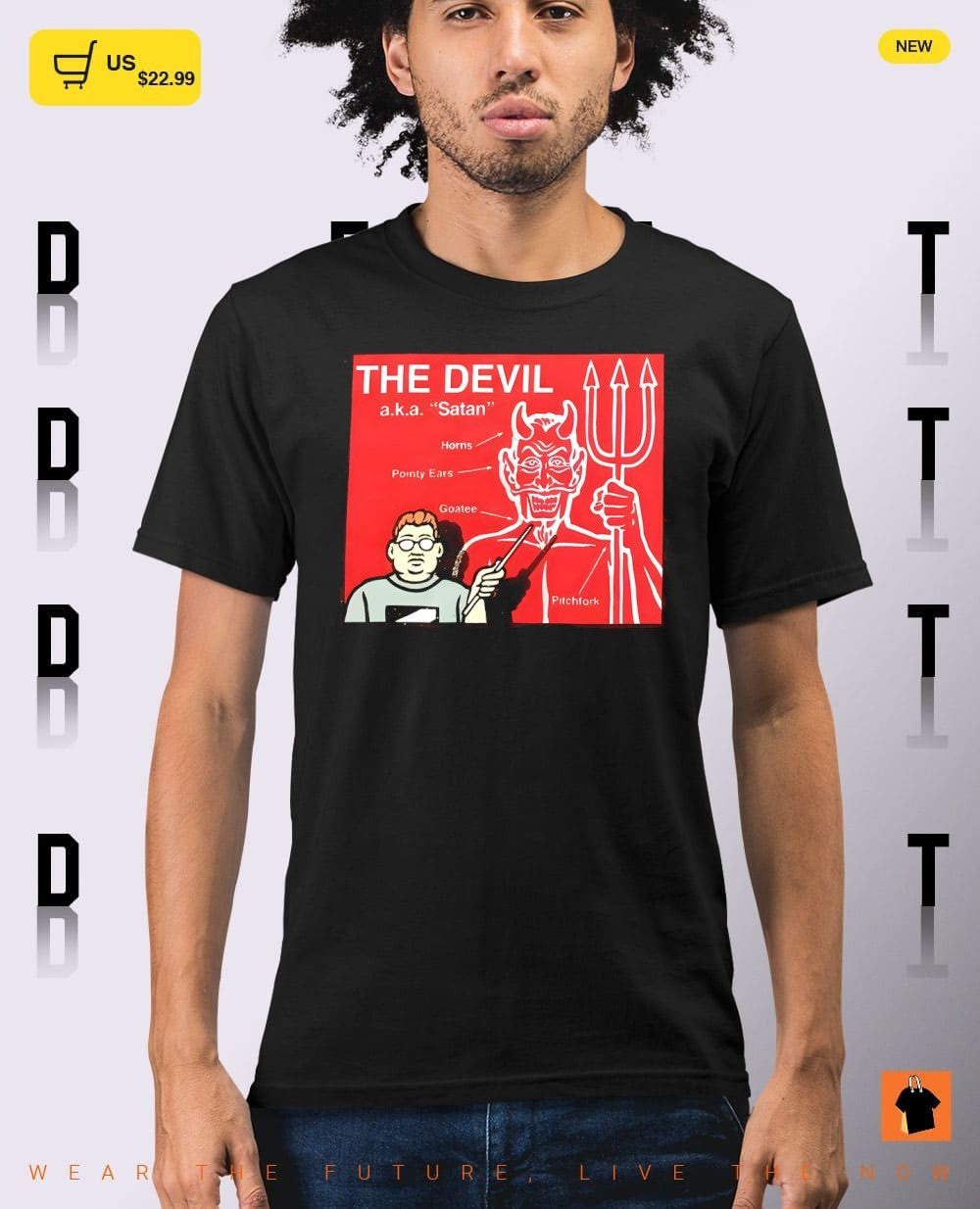The Devil aka Satan horns pointy ears goatee pitchfork shirt