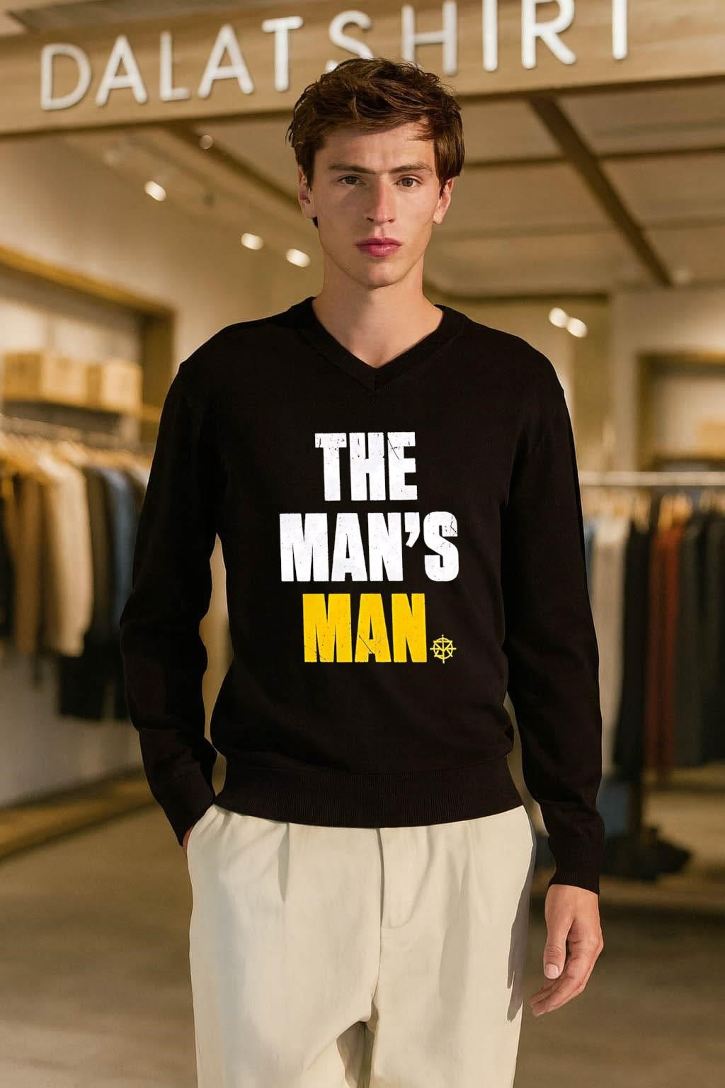 The Man’s Man Seth Rollins yellow text logo shirt