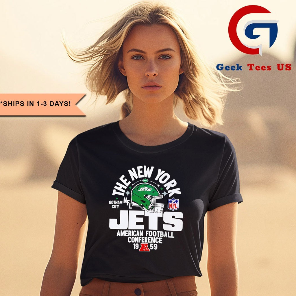 The New York Jets Gotham City American Football Conference 1959 helmet shirt