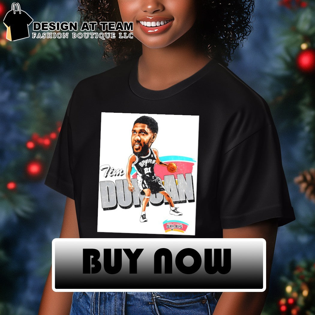 Tim Duncan caricature San Antonio Spurs Basketball NBA vintage shirt