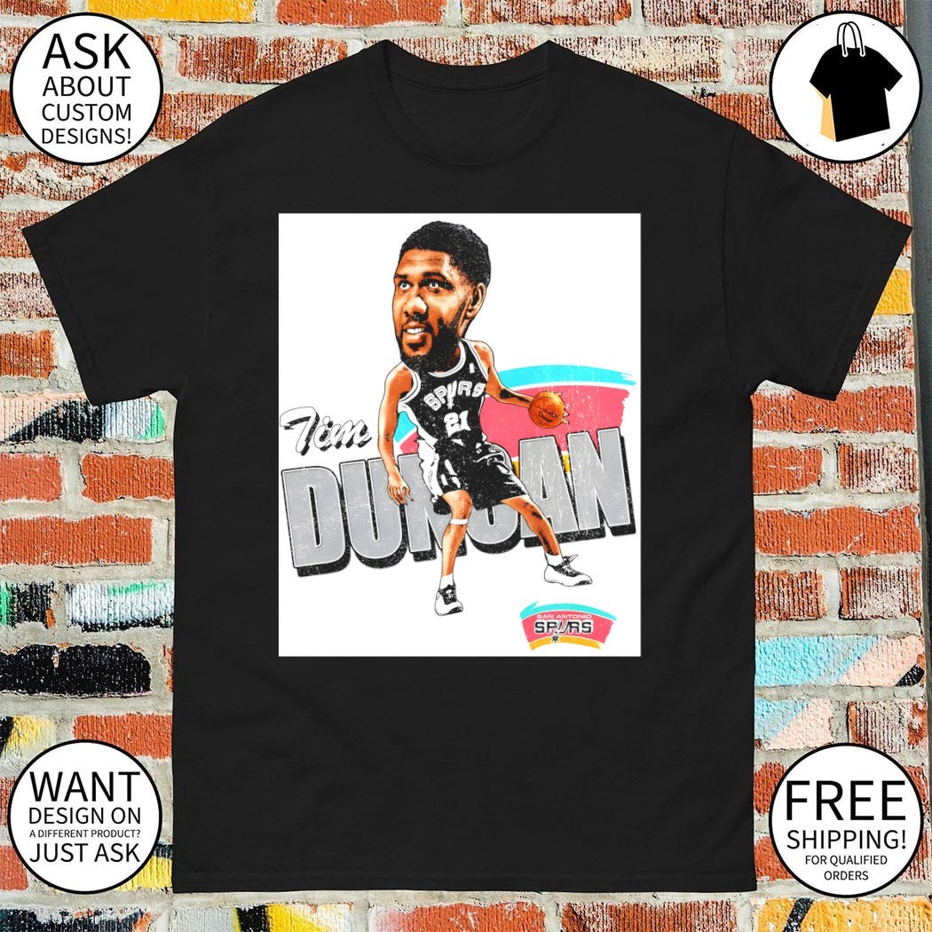 Tim Duncan caricature San Antonio Spurs Basketball NBA vintage shirt