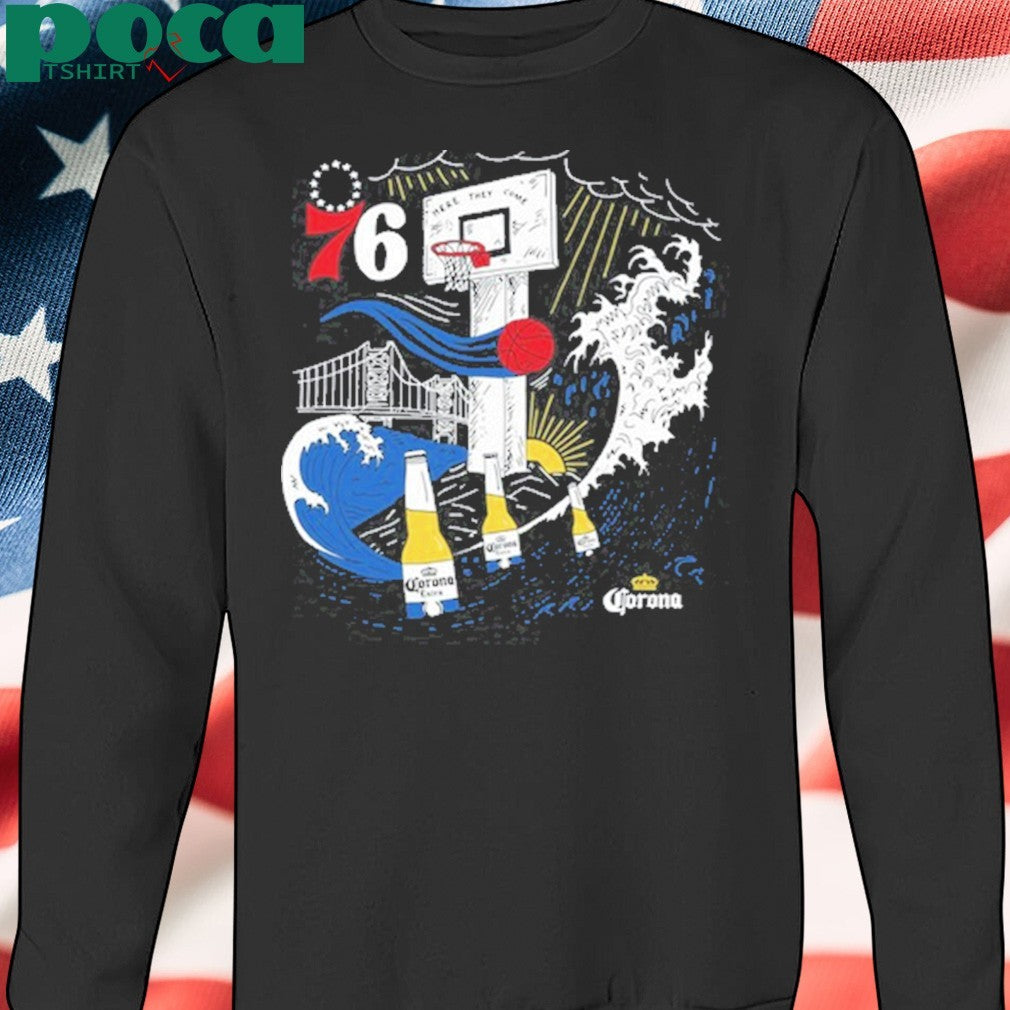 Heavyslime Philadelphia 76Ers Corona Extra Beer Here They Come Shirt