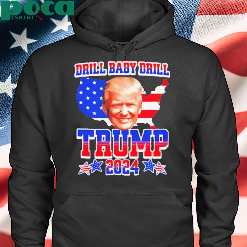 Trump 2024 Drill Baby Drill big face map shirt