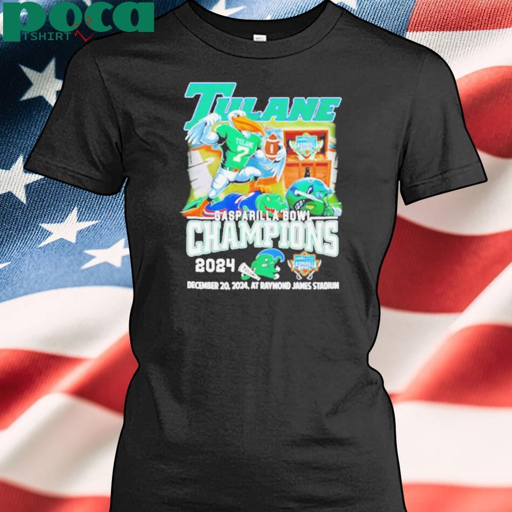 Tulane Green Wave 2024 Gasparilla Bowl Champions 2024 mascot shirt