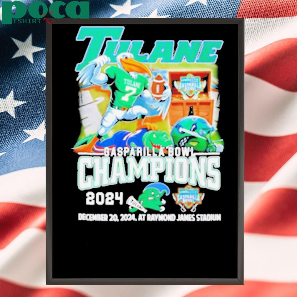 Tulane Green Wave 2024 Gasparilla Bowl Champions 2024 mascot shirt