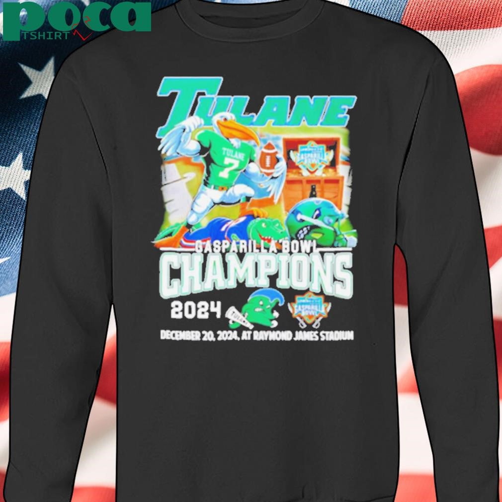 Tulane Green Wave 2024 Gasparilla Bowl Champions 2024 mascot shirt