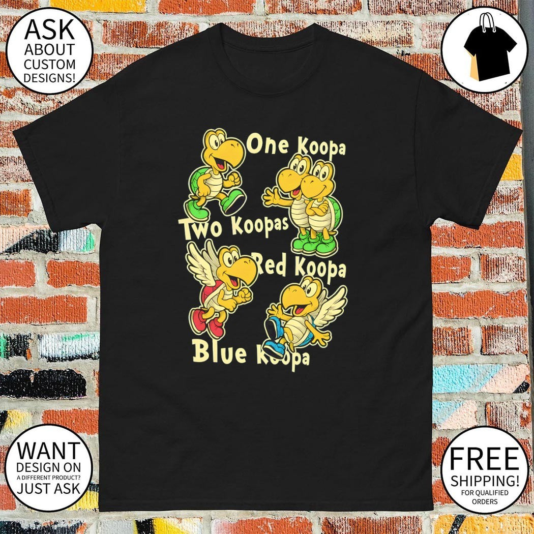 Turtle Game Poem One koopa two koopas red koopa blue koopa shirt