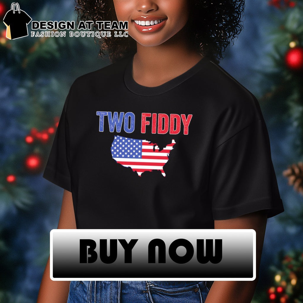 Two Fiddy Patriotic USA Map 4th of July America Birthday shirt