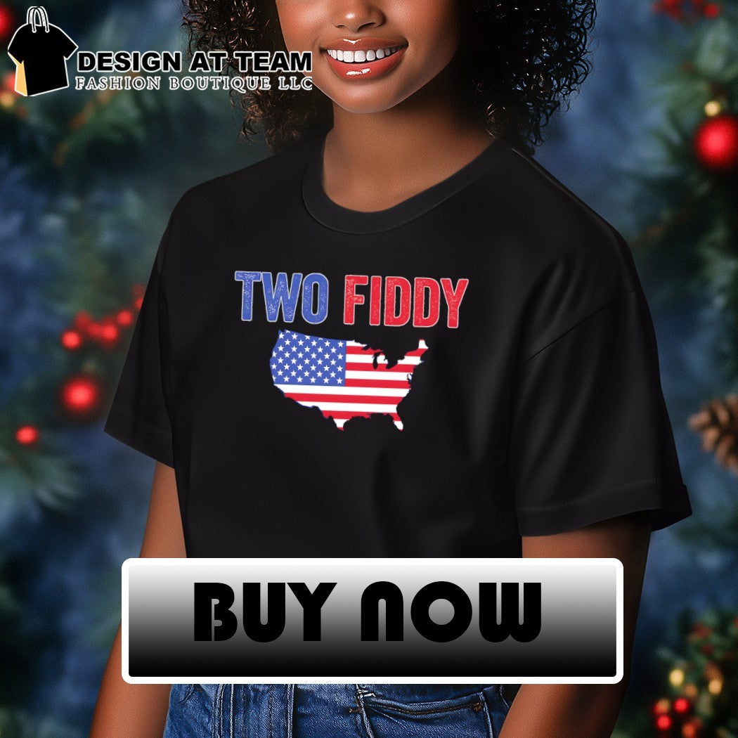 Two Fiddy Patriotic USA Map 4th of July America Birthday shirt