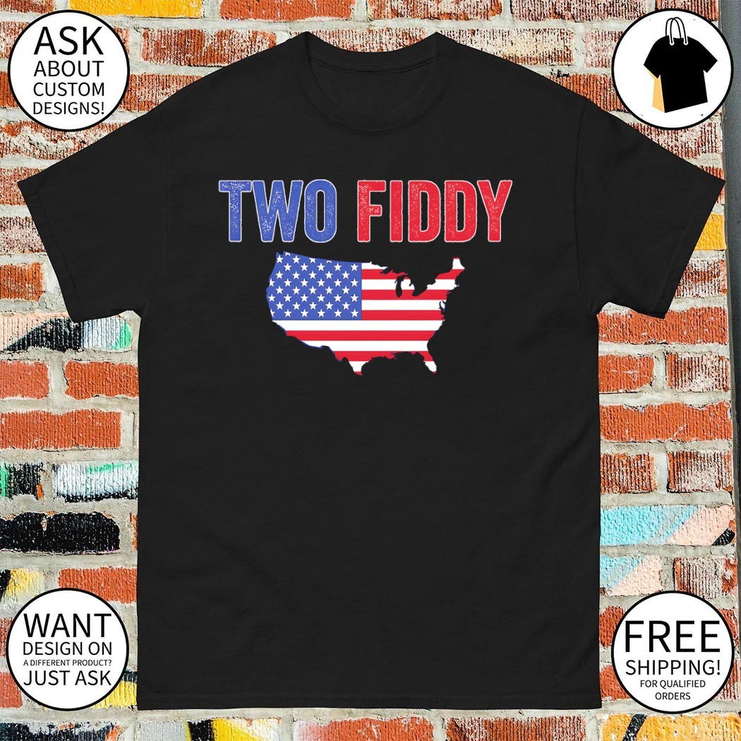 Two Fiddy Patriotic USA Map 4th of July America Birthday shirt