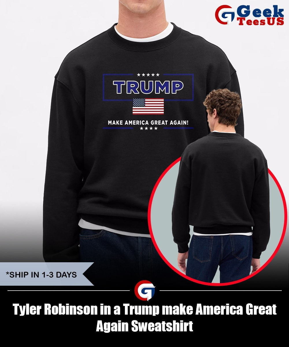 Tyler Robinson in a Trump make America Great Again shirt