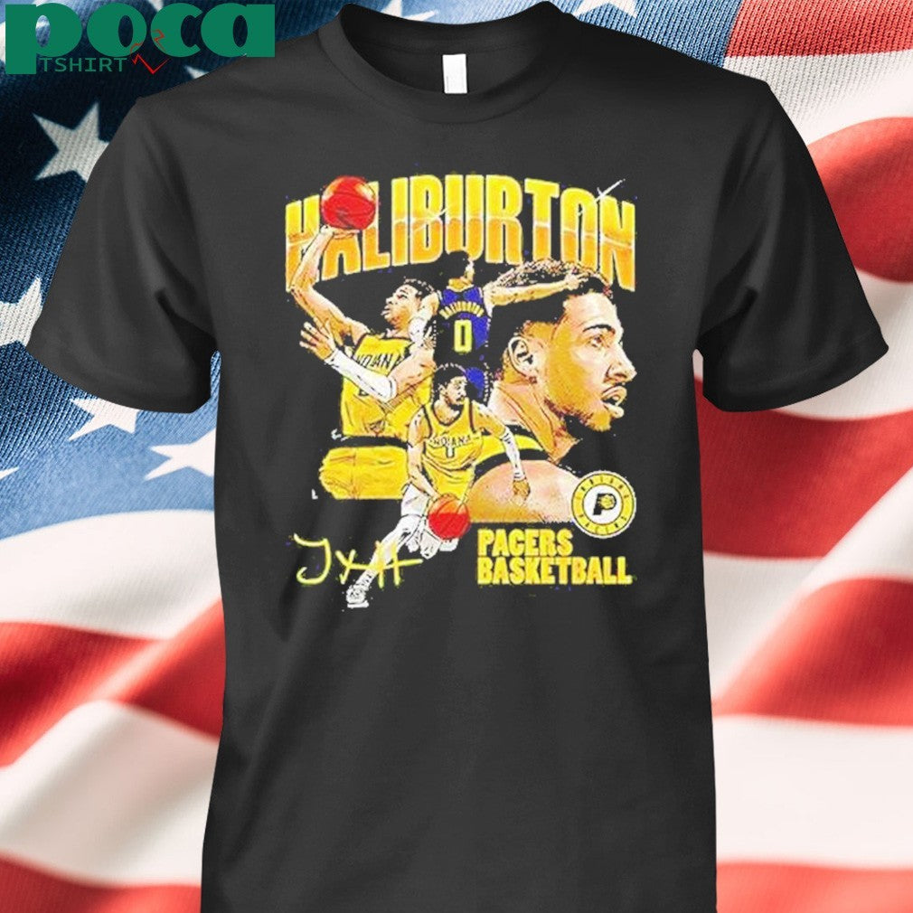 Tyrese Haliburton Indiana Pacers Basketball Player Collage Graphic Shirt