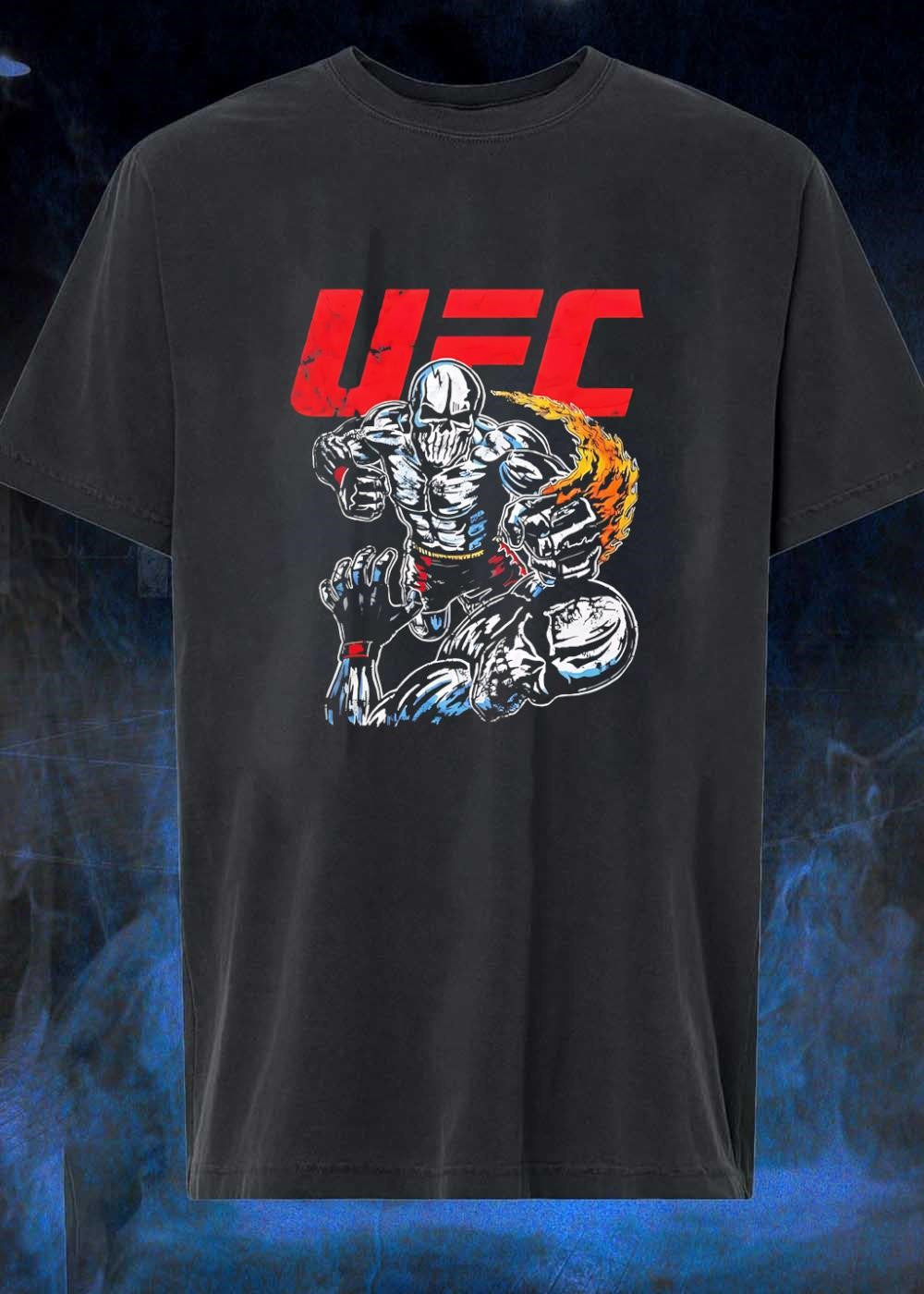UFC Skull Fighter Flaming Punch Art Shirt