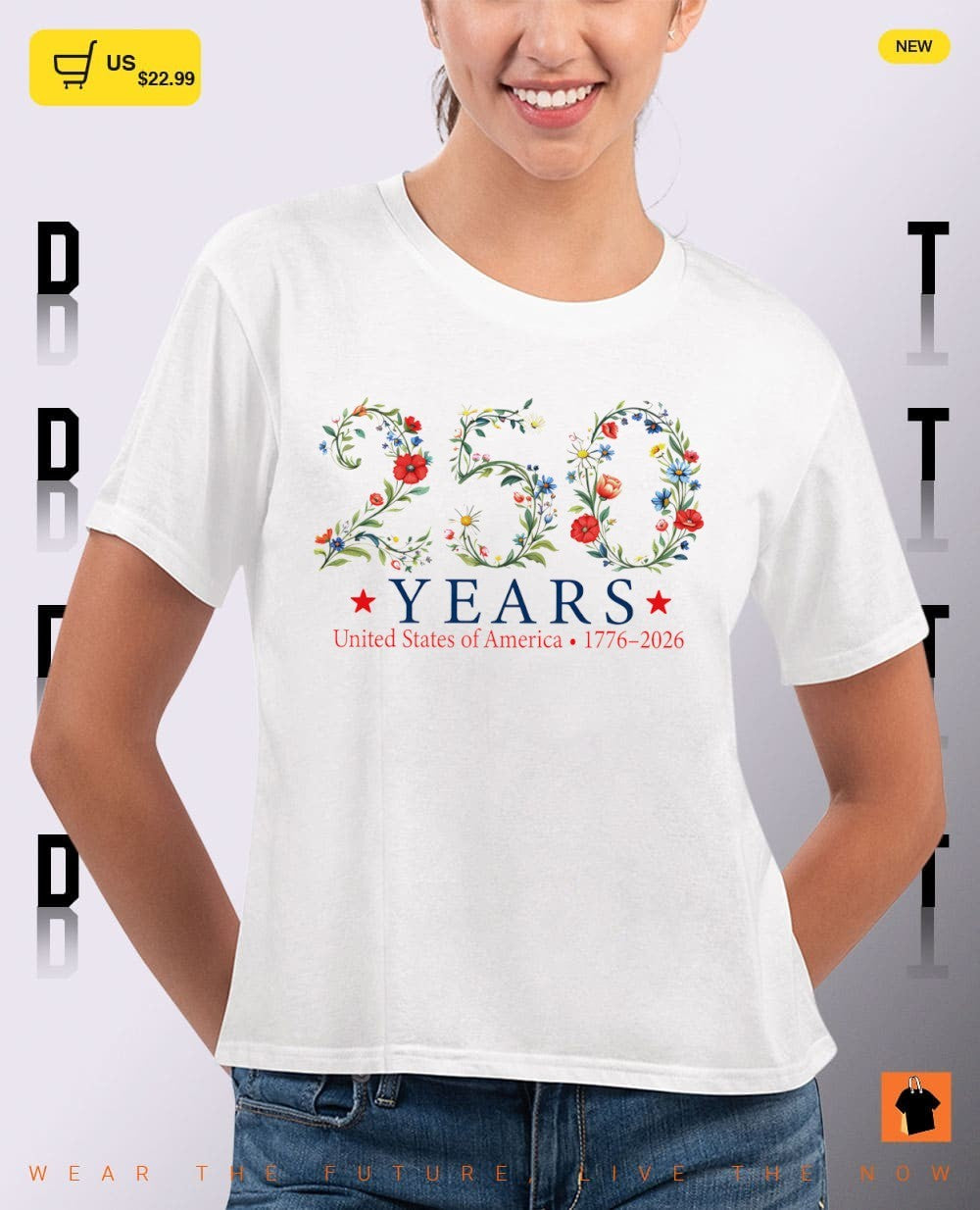 USA 250th Anniversary floral United States of American 1776 2026 shirt