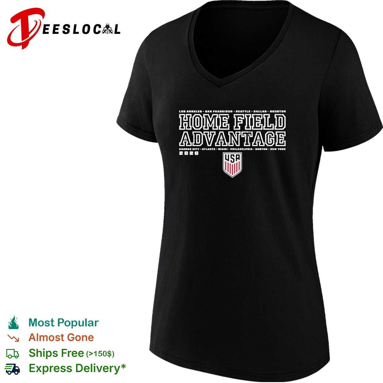 USA soccer home field advantage 2026 cities shirt