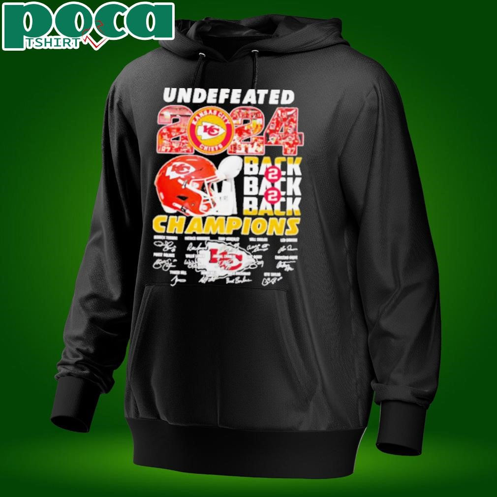 Undefeated 2024 back 2 back Champions Kansas City Chiefs signatures shirt