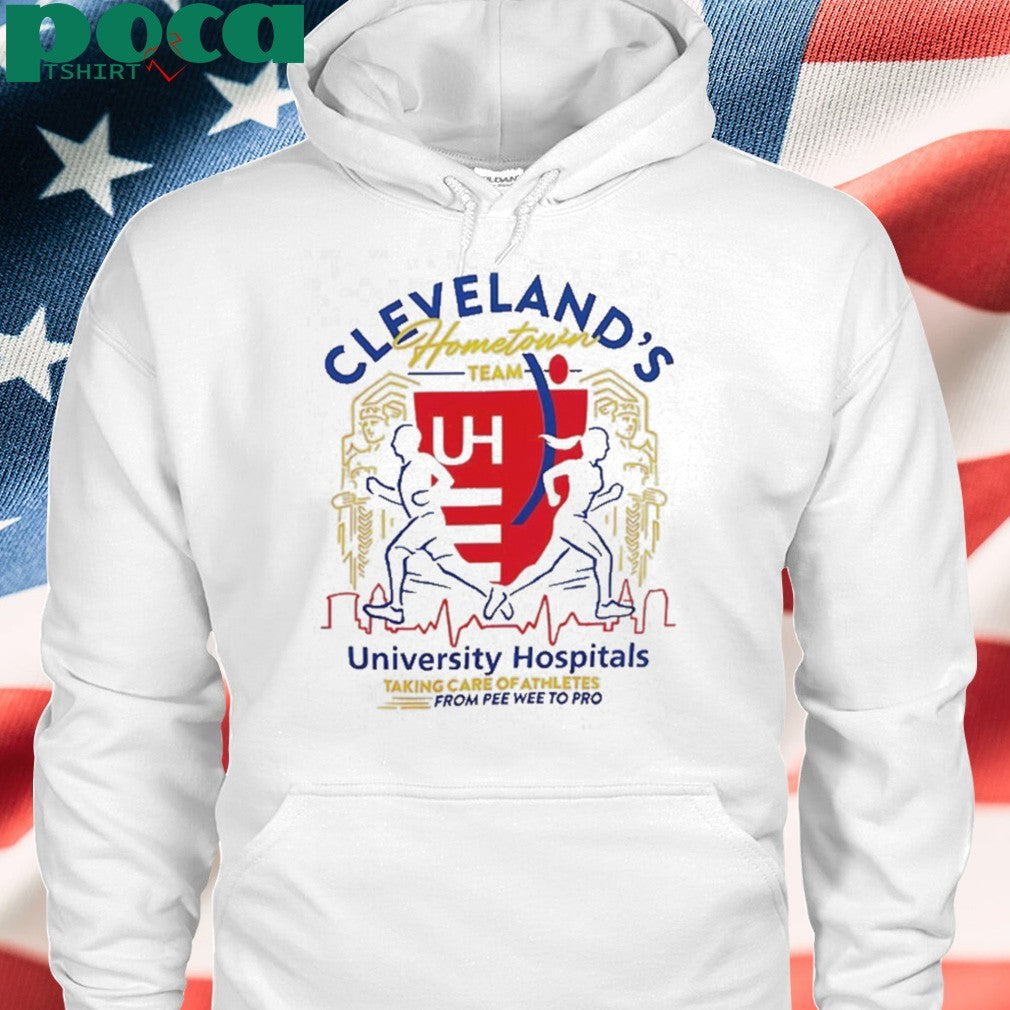 University Hospitals Cleveland running taking care of athletes from Peewee to pro shirt