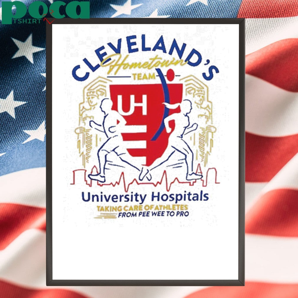 University Hospitals Cleveland running taking care of athletes from Peewee to pro shirt