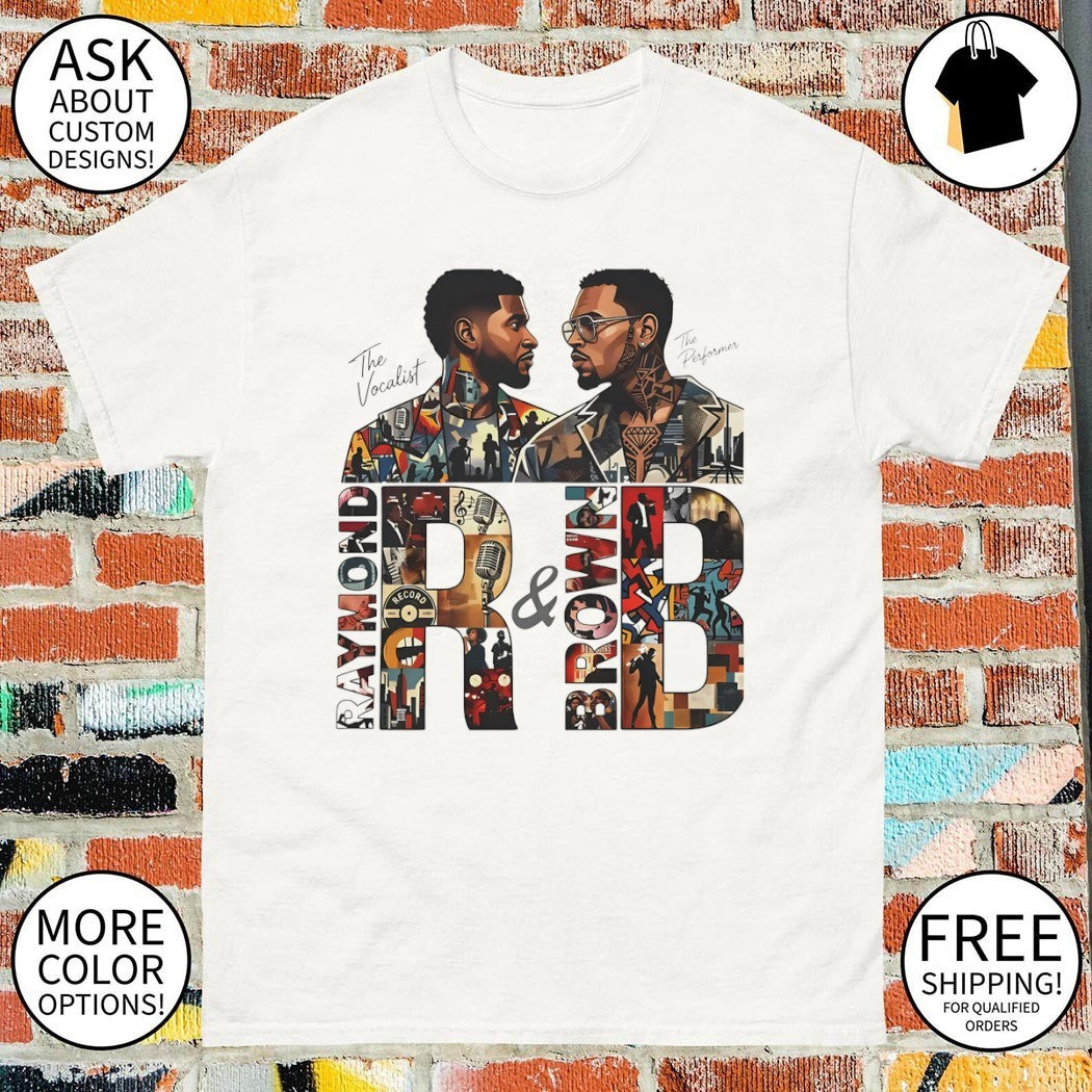 Usher Chris Brown Raymond and Brown The Vocalist The Performer Music Icon signatures shirt