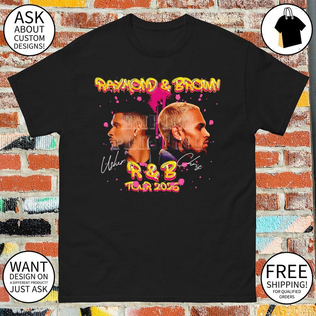 Usher and Chris Brown Raymond and Brown R and B Tour 2026 signatures shirt