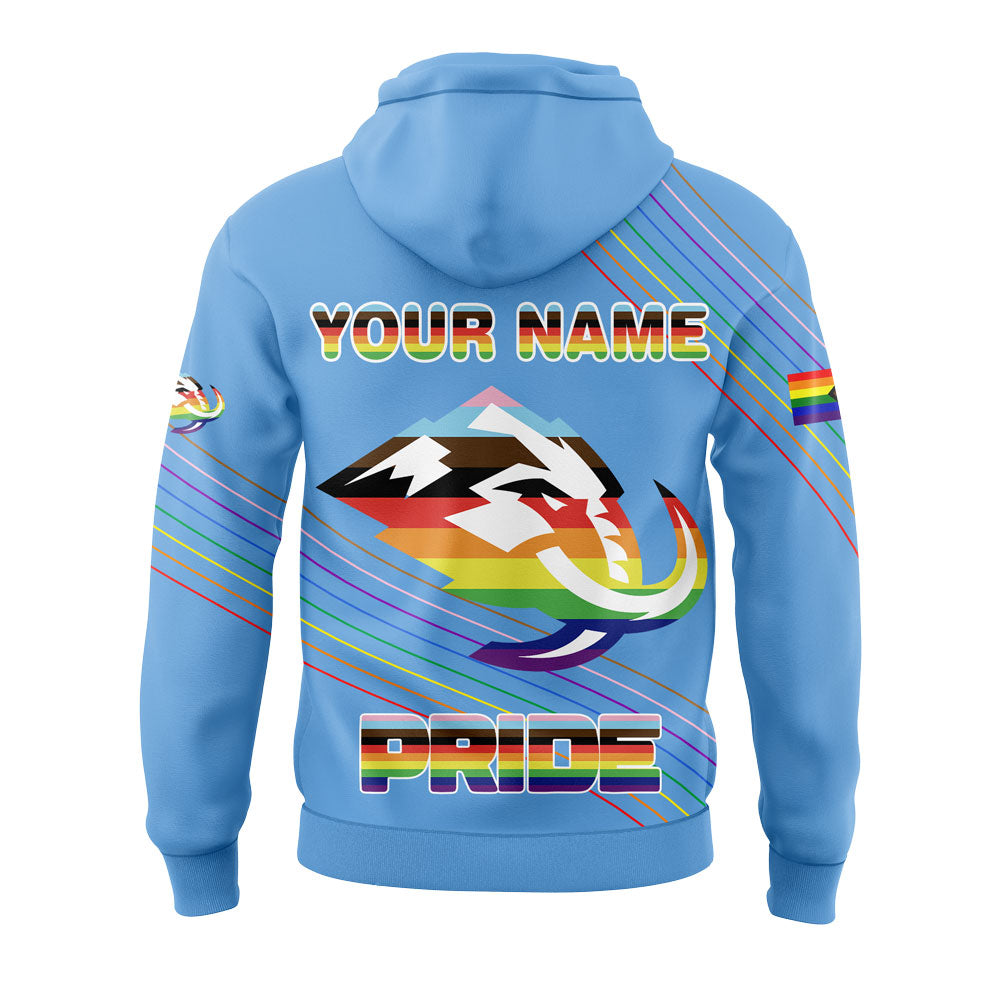 Utah Mammoth X Happy Pride Month Custom Name Blue Hoodie
