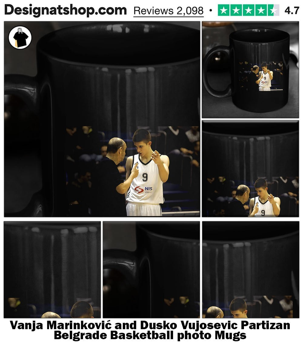 Vanja Marinković and Dusko Vujosevic Partizan Belgrade Basketball photo shirt