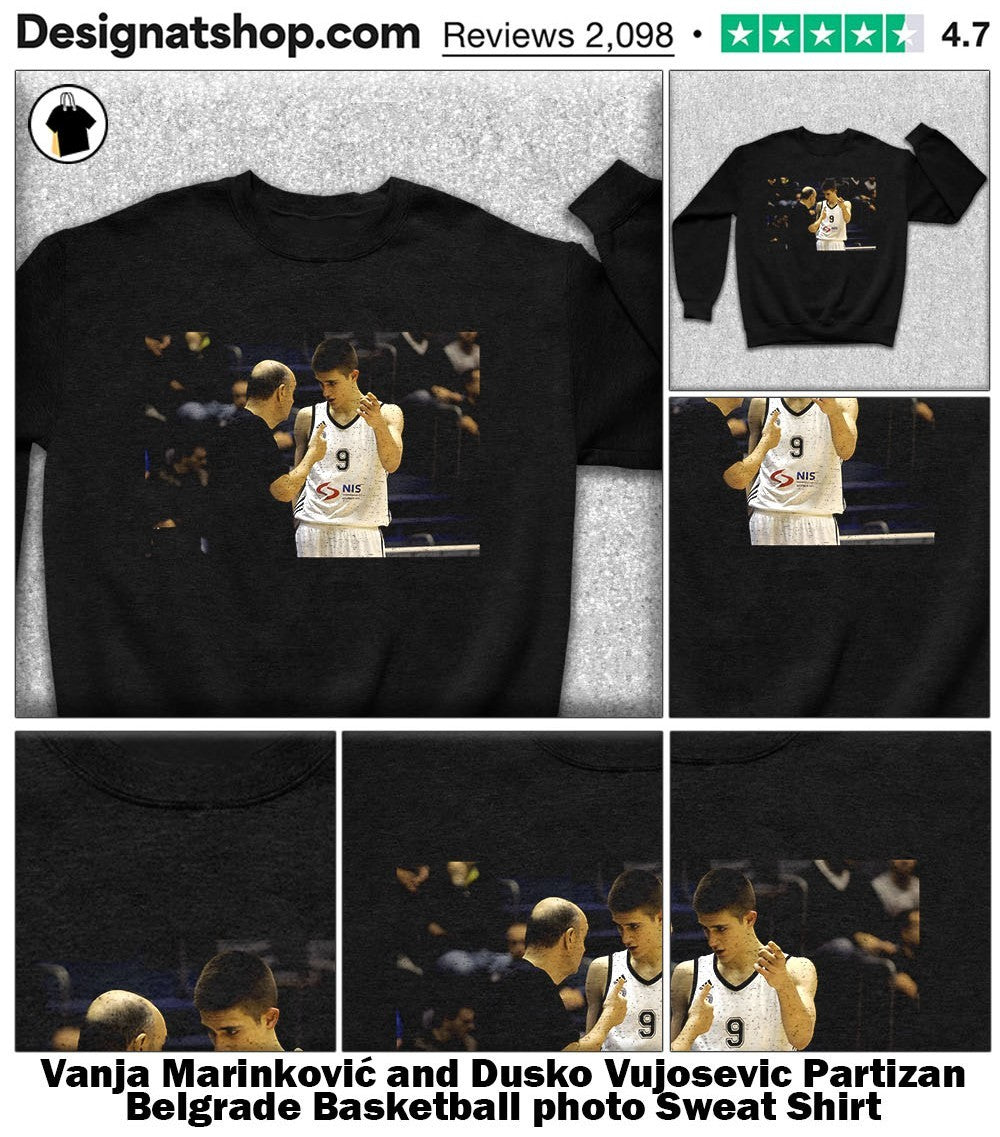 Vanja Marinković and Dusko Vujosevic Partizan Belgrade Basketball photo shirt