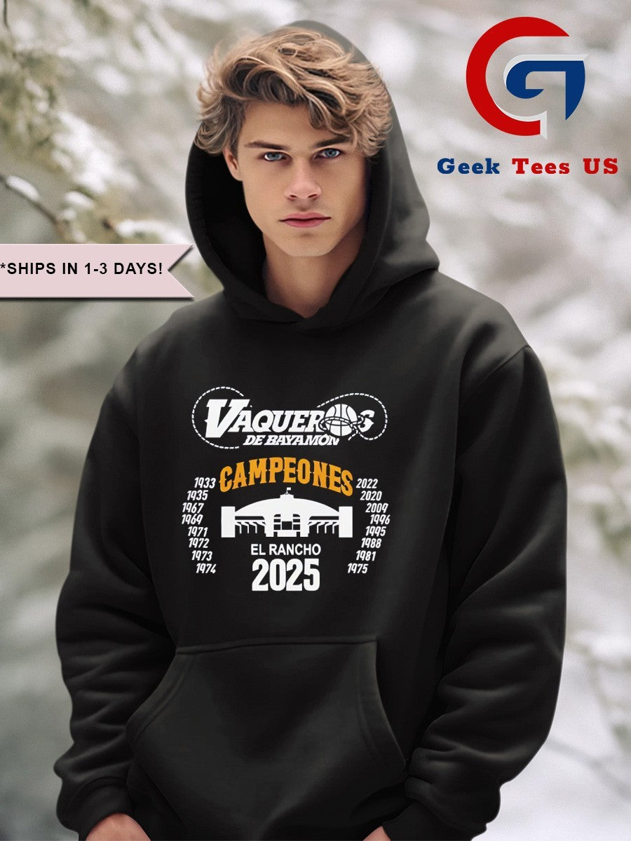 Vaqueros de Bayamon Champions Baloncesto Superior Nacional 2025 Stadium shirt