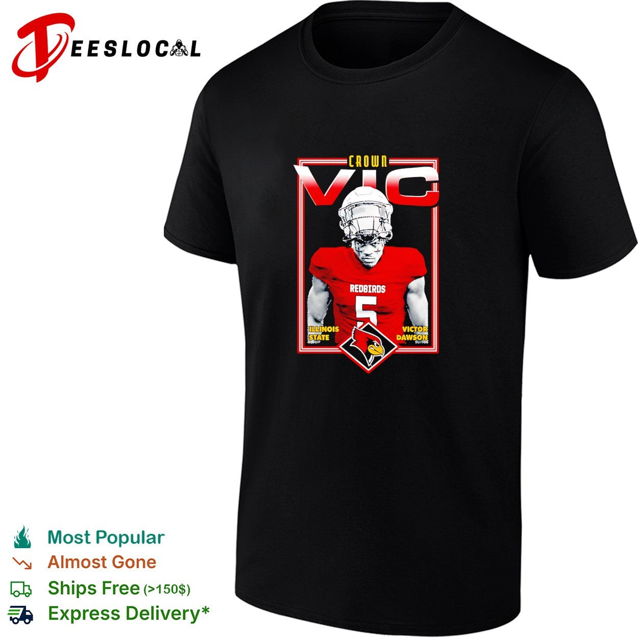 Victor Dawson Crown Vic Illinois State Redbirds football graphic shirt