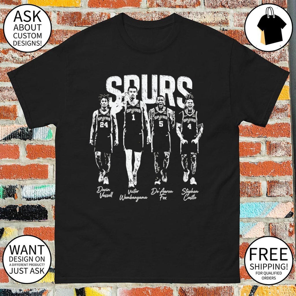 Victor Wembanyama Devin Vassell Stephon Castle De’Aaron Fox San Antonio Spurs Basketball players shirt