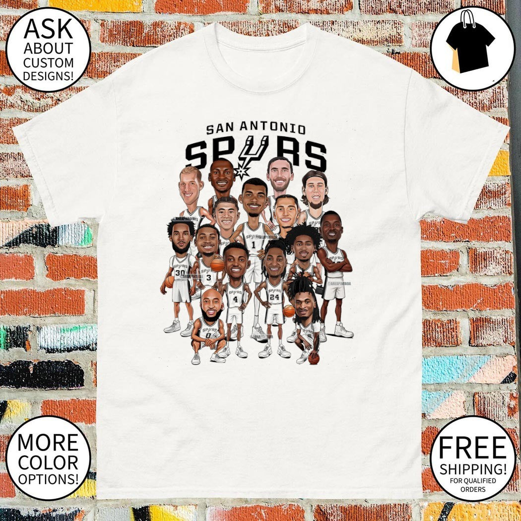 Victor Wembanyama Jeremy Sochan Devin Vassell Keldon Johnson caricature San Antonio Spurs Basketball 2026 shirt