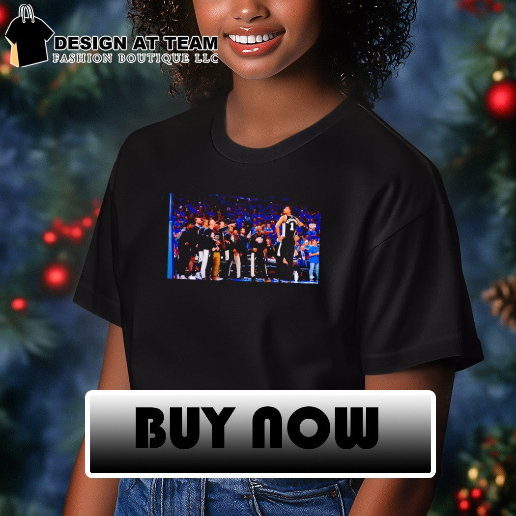 Victor Wembanyama Pose Before Spurs Bench San Antonio Spurs Basketball NBA 2026 shirt