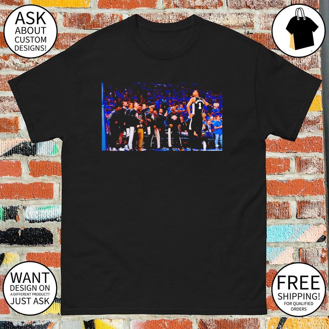 Victor Wembanyama Pose Before Spurs Bench San Antonio Spurs Basketball NBA 2026 shirt