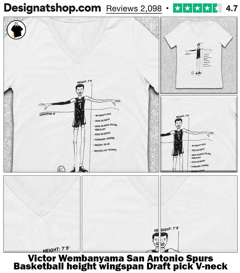 Victor Wembanyama San Antonio Spurs Basketball height wingspan Draft pick shirt