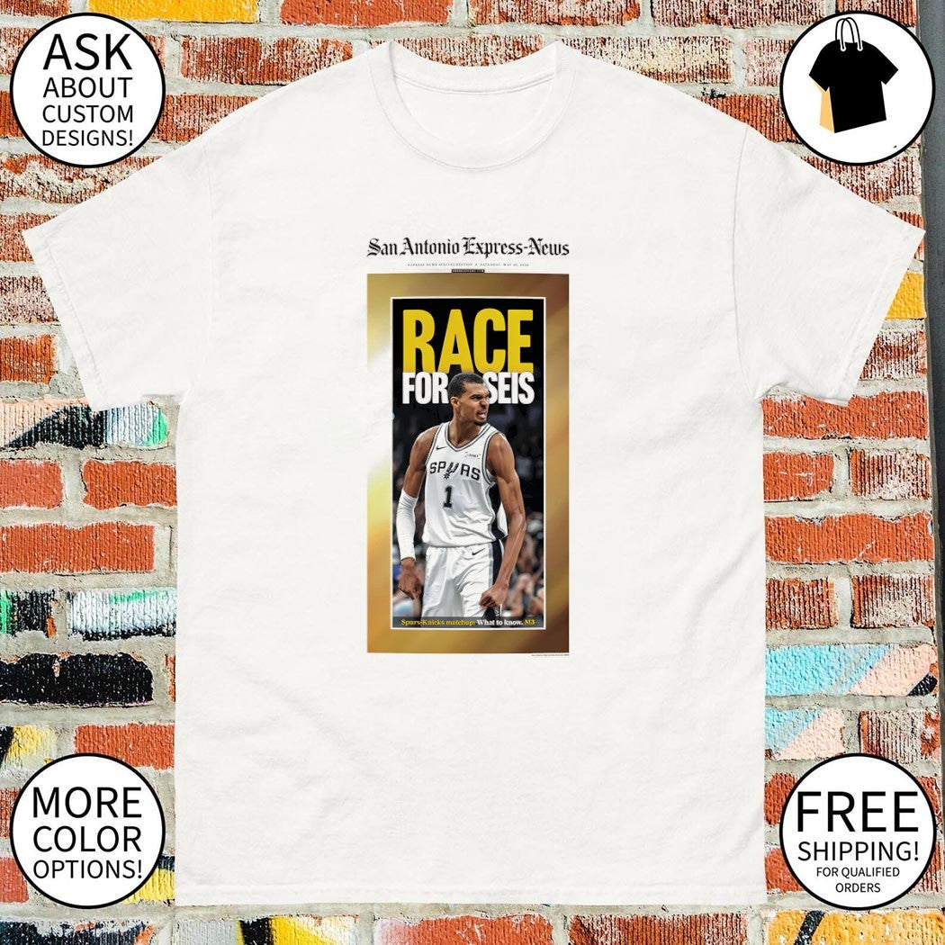 Victor Wembanyama San Antonio Spurs Express News Basketball Race for Seis shirt