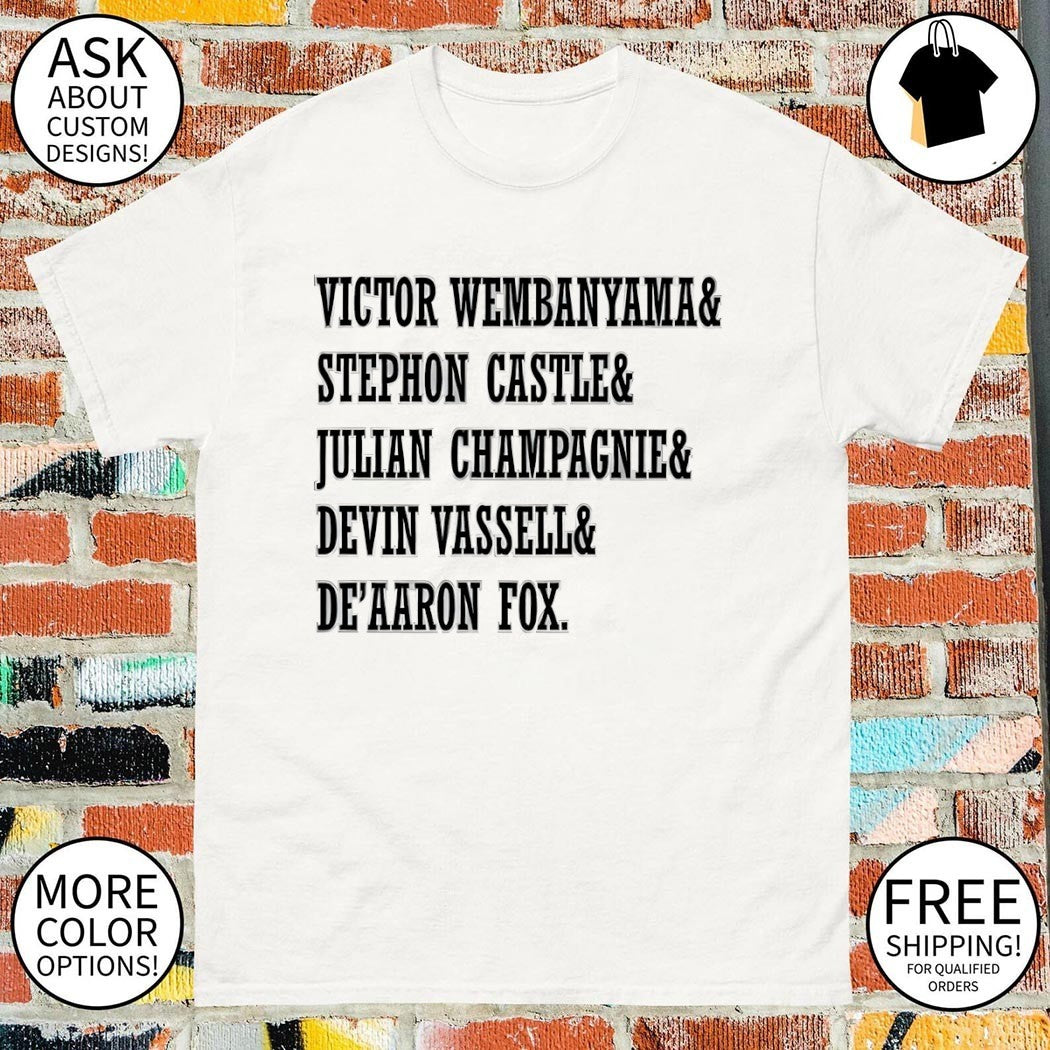 Victor Wembanyama Stephon Castle Julian Champagnie Devin Vassell Deʼaaron Fox San Antonio Spurs shirt