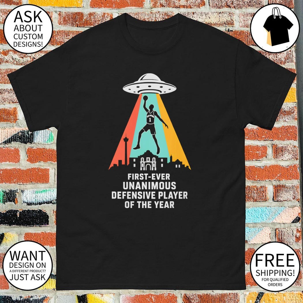Victor Wembanyama UFO San Antonio Spurs Basketball NBA 2026 first ever unanimous defensive player of the year shirt